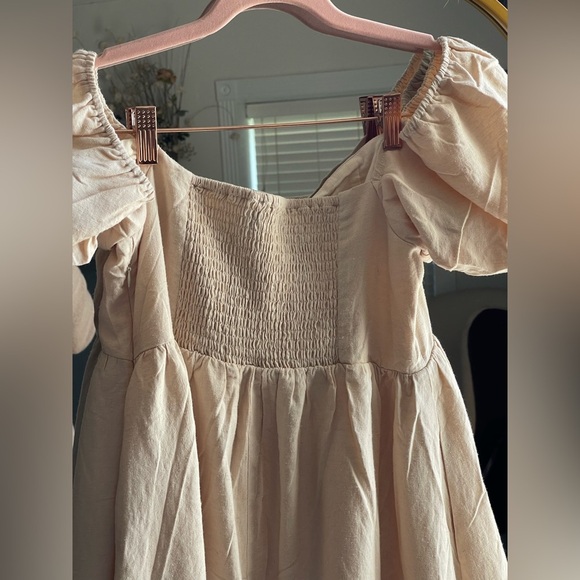 NWT O.P.T Beige River Puff Sleeve Pleated Maxi Dress - Picture 8 of 9